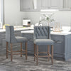 Bar Stools, Bar Stools with Backs, Rubberwood Legs for Kitchen, Bar, Counter Height Stools, Grey