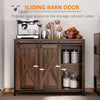 Industrial Farmhouse Buffet Cabinet, Kitchen Sideboard with Barn Doors, Three Drawers and Adjustable Shelves for Living Room, Rustic Brown