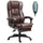 Leather Office Chair, High Back Executive Office Chair with 6 Point Vibration, 5 Modes and Retractable Footrest, Massage Office Chair, Brown
