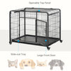 Heavy Duty Metal Dog Crate Pet Cage & Kennel with Removable Tray 4 Wheels & Folding Design Indoor Grey