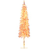 7' Flocked Christmas Trees, Pencil Prelit Artificial Christmas Tree with Snow Downswept Branches, Pink
