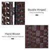 6' Tall Wicker Weave 3 Panel Room Divider Wall Divider, Brown