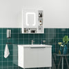 LED Lighted Medicine Cabinet with Mirror, Wall-Mounted Bathroom Vanity Organizer with Dimmer Touch Switch, Three Doors, White