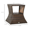 Rattan Wicker Side Table with Umbrella Hole, 2 Tier Storage Shelf for All Weather for Outdoor, Patio, Garden, Backyard, Mixed Brown