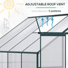 Walk-In Garden Greenhouse Aluminum Polycarbonate with Roof Vent for Plants Herbs Vegetables 8' x 4' x 7' Green