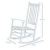 Outdoor Rocking Chair, Wooden Rustic High Back All Weather Rocker, Slatted for Indoor, Backyard & Patio, White