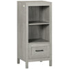 Bathroom Storage Cabinet, Small Floor Cabinet with Open Compartments and Drawer for Living Room and Playroom, Grey