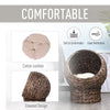 20" Natural Braided Elevated Cat Bed Basket House Chair Sofa With Cushion, Dark Brown