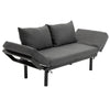 Single Person Chaise Lounger, Modern Sofa Bed with 5 Adjustable Positions, 2 Large Pillows, and Black Legs, Charcoal Grey