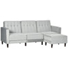 Upholstered L-Shaped Sofa Bed, Reversible Sectional Recliner Sofa Set, Velvet-Feel Sleeper Futon with Footstool, Grey