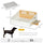 Modern Dog Bed, Furniture Style Pet Sofa, Cat Couch, with Soft Cushion, 2 Feeding Bowls, Handles, for Small Sized Dog