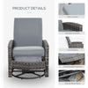 Patio Wicker Recliner Chair with Footrest, Outdoor PE Rattan 360Â°Swivel Chair with Soft Cushion for Patio, Garden, Backyard, Grey