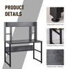 Computer Desk Writing Table with Hutches Storage Shelves Home Office Workstation Grey Wood Grain
