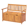41 Gallon Outdoor Storage Bench, Wooden Deck Box with PE Lining, 2-Seat Container Perfect for Store Garden Tools Toys, Teak