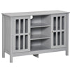 Modern Sideboard, Buffet Cabinet with Storage Shelves, Slatted Framed Doors and Cable Management Hole for Kitchen, Living Room, Grey