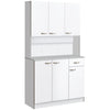 71" Freestanding Buffet with Hutch, Kitchen Storage Cabinets, Pantry with 6 Doors, 3 Adjustable Shelves, and Drawer for Living Room, White