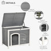 Foldable Wooden Dog House Raised Puppy Cage Kennel Cat Shelter w/ Lockable Door Openable Roof Removable Bottom for Small and Medium Pets Grey