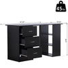 47" Modern Home Office Computer Workstation Desk with 3-Tier Shelves 3 Storage Drawers - Black