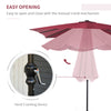 9' x 7' Patio Umbrella Outdoor Table Market Umbrella with Crank, Solar LED Lights, 45Â° Tilt, Push-Button Operation, for Deck, Wine Red