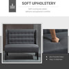 Grey Wingback Double Sofa Linen Fabric Upholstery Button Tufted Loveseat Loveseat Armless Modern Couch