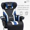 Racing Style Reclining Gaming Chair, Computer Recliner Chair with Lumbar Support, Footrest and Cup Holder, Black/White/Blue
