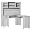 L-Shaped Desk with Hutch, Computer Desk with Drawers, Home Office Corner Desk Study Workstation Table with Storage Cabinets Shelves, Grey