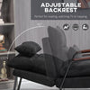 Accent Chair with Ottoman, Reclining Comfy Chair with Adjustable Backrest, Steel Frame and Pillow for Living Room, Bedroom, Black
