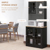 Kitchen Buffet with Hutch, Storage Pantry with 3 Cabinets, 2 Open Shelves and Large Countertop, Black