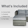 5 Piece Outdoor Patio PE Rattan Wicker Sofa Conversation Set Sectional Furniture Set, Mixed Grey