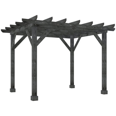 Outdoor 12'x10' Pergola Gazebo, 100% Wood Pergola Suitable for Patio, Deck, Garden, Gazebo, Perfect for BBQs, Parties, Picnics, Black