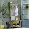 Classic Hall Tree, Accent Coat Tree with Shoe Storage Bench, Adjustable Shelves, 31.5" x 15.5" x 67.5", Grey