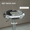 Adjustable Bar Stools Set of 2, Modern Swivel Barstool with Footrest, Stainless Steel Round Top for Kitchen and Dining Room, Silver