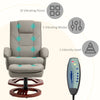 Massage Recliner Chair with Ottoman, Electric Faux Leather Recliner with 10 Vibration Points and 5 Massage Mode, Swivel Reclining Chair with Remote Control, Wood Base and Side Pocket, Grey