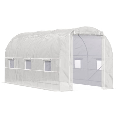 15' x 7' x 7' Walk-in Tunnel Greenhouse Garden Plant Growing House with Door and Ventilation Window White
