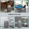 12" Round Patio Outdoor Footstool, Garden Mosaic Accent Side Table, Plant Stand, Grey