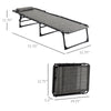 Grey Reclining Lounge Chair, Portable Sun Lounger, Folding Camping Cot, with Adjustable Backrest and Removable Pillow, for Patio, Garden, Beach