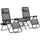 Zero Gravity Lounger Chair Set of 3, Folding Reclining Patio Chair with Side Table, Cup Holder and Headrest for Poolside, Camping, Grey