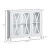 Modern Kitchen Sideboard, Buffet Cabinet with 2 Storage Cupboard, Glass Doors for Living Room, Bedroom, White