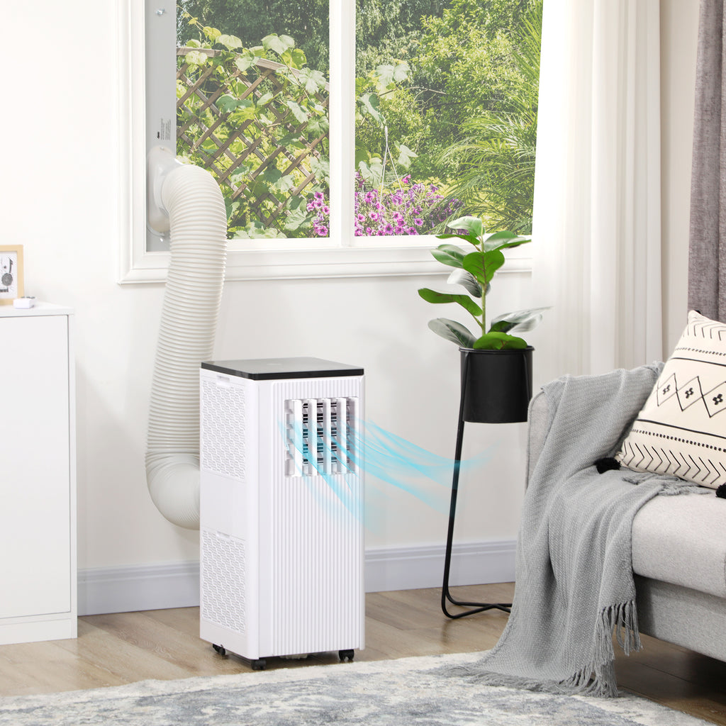 10,000 BTU (7,100 BTU Doe) Smart WiFi Portable Air Conditioner for Rooms Up to 215 Sq. Ft., 3-in-1 Indoor AC Unit Portable Dehumidifier Fan with Remote, 24H Timer, Window Mount Kit, White