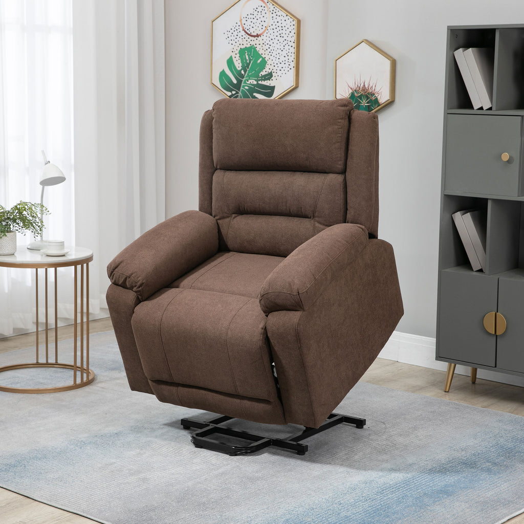 Electric Power Lift Chair for Elderly with Massage, Oversized Living Room Recliner with Remote Control, and Side Pockets, Brown