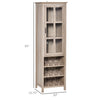 Tall Wine Cabinet, Bar Display Cupboard with 12-Bottle Wine Rack, Glass Door and 3 Storage Compartment for Living Room, Home Bar, Grey Oak