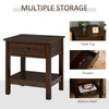 Bedside Night Stand with Drawer, Top and Bottom Shelf for Small Spaces, Dark Brown