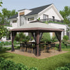 13' x 13' Pop Up Gazebo with Netting, Foldable Patio Canopy Tent with 2-Tier Roof, Adjustable Height Shelter, Wheel Carrying Bag, Water/Sand Bag Weights for Outdoor, Garden, Parties, Beige
