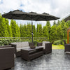 Double-sided Patio Umbrella 9.5' Large Outdoor Market Umbrella with Push Button Tilt and Crank, 3 Air Vents and 12 Ribs, for Garden, Deck, Pool, Grey