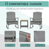 3 Pieces Outdoor PE Rattan Rocking Chair Set, Patio Wicker Recliner Rocker Chair with Soft Cushion & Coffee Table, for Porch, Grey