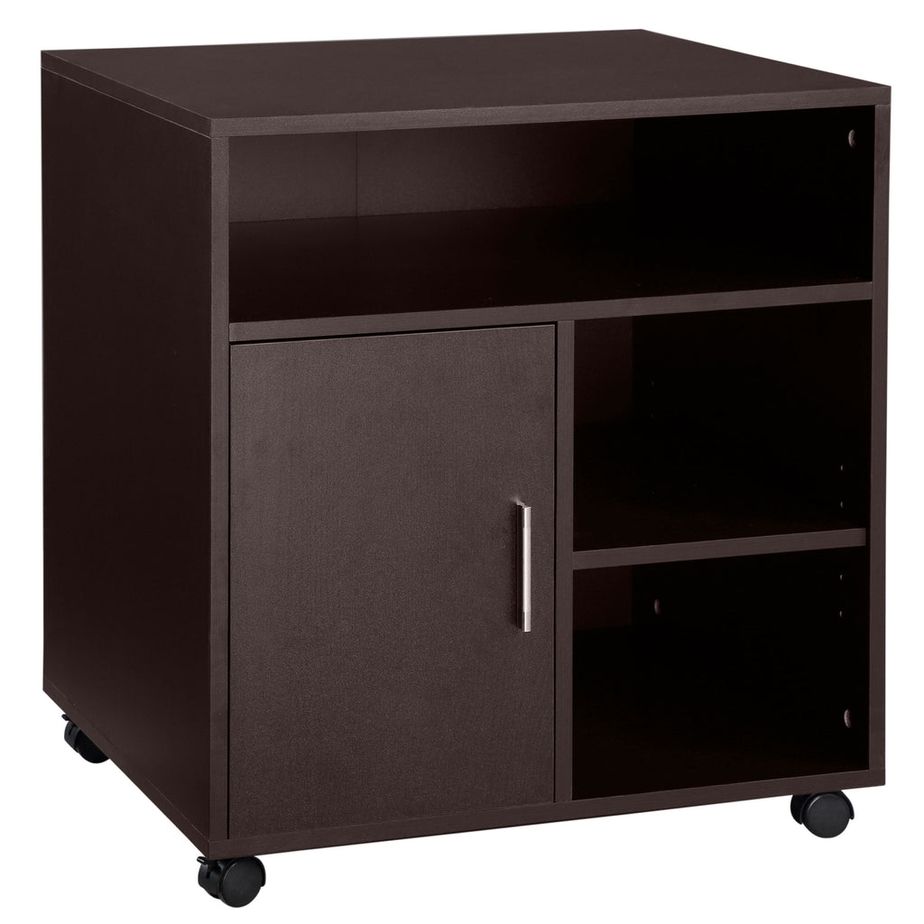 Printer Stand Multipurpose Moveable Filing Cabinet with Ample Inner Storage Space & 4 Easy-Rolling Wheels  Coffee