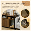 Hidden Cat Litter Box Enclosure with Scratching Pad, Cat Washroom Storage Bench Side End Table with Double Doors, Brown