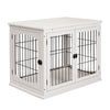 26" Wooden Dog Crate, Furniture Style Pet Cage Kennel, End Table, with Lockable Double Door Entrance, and Top Shelf, White