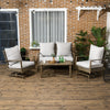 4 Piece Patio Furniture Set with Cushions, Outdoor Conversation Sets with Rattan Rocking Chair, Wicker Loveseat and Aluminum Coffee Table for Backyard, Lawn and Pool, Light Gray