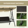 3-Seat Patio Swing Chair, Outdoor Canopy Swing Glider with Removable Cushion, Pillows, Adjustable Shade, and Rattan Seat, for Porch, Garden, Poolside, Backyard